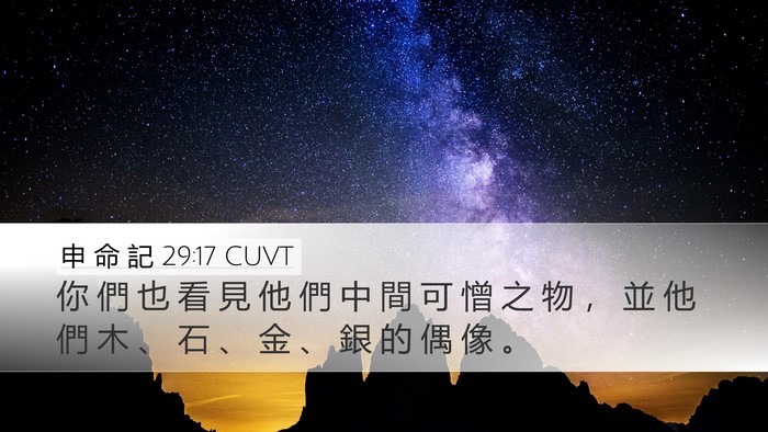 申 命 記 29:17 CUVT Desktop Wallpaper - 你 們 也 看 見 他 們 中 間 可 憎 之 - Desktop Bible Verse Wallpaper