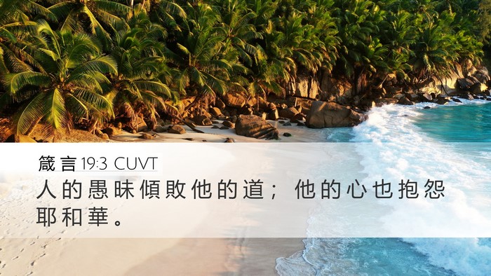 箴 言 19:3 CUVT Desktop Wallpaper - 人 的 愚 昧 傾 敗 他 的 道 ； 他 的 - Desktop Bible Verse Wallpaper