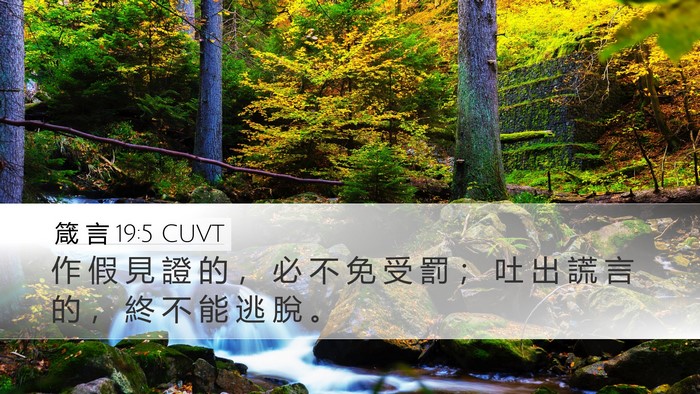 箴 言 19:5 CUVT Desktop Wallpaper - 作 假 見 證 的 ， 必 不 免 受 罰 ； - Desktop Bible Verse Wallpaper