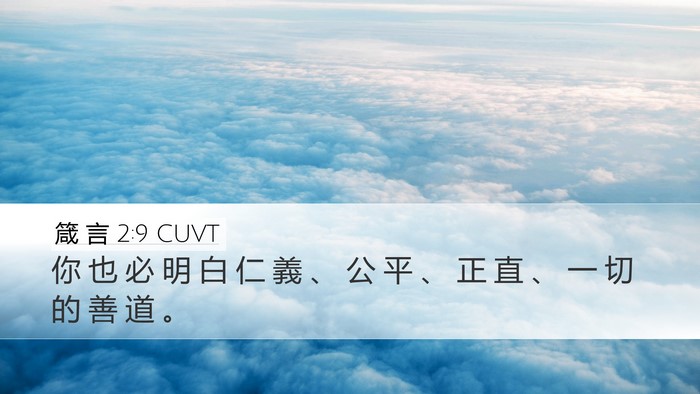 箴 言 2:9 CUVT Desktop Wallpaper - 你 也 必 明 白 仁 義 、 公 平 、 正 - Desktop Bible Verse Wallpaper