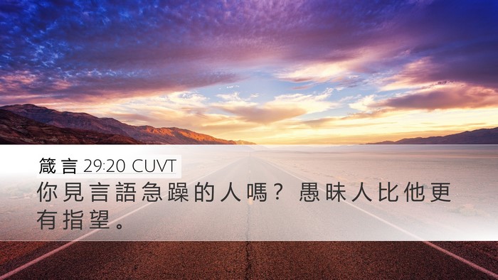 箴 言 29:20 CUVT Bible Verse Image