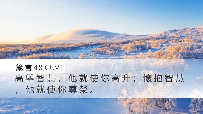 箴 言 4:8 CUVT Desktop Wallpaper - 高 舉 智 慧 ， 他 就 使 你 高 升 ； - Desktop Bible Verse Wallpaper