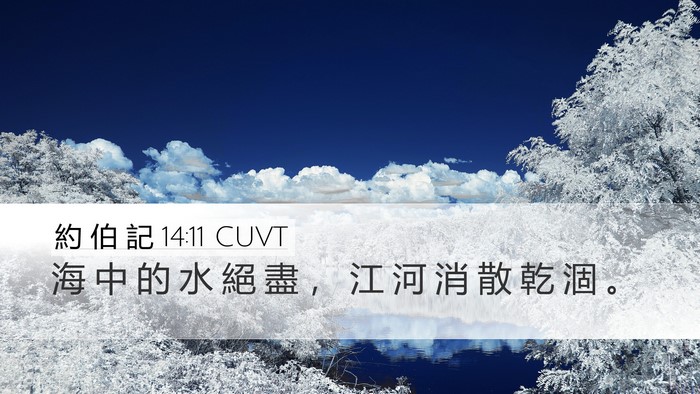 約 伯 記 14:11 CUVT Desktop Wallpaper - 海 中 的 水 絕 盡 ， 江 河 消 散 乾 - Desktop Bible Verse Wallpaper