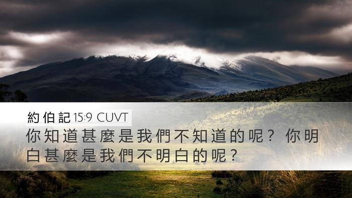 約 伯 記 15:9 CUVT Desktop Wallpaper - 你 知 道 甚 麼 是 我 們 不 知 道 的 - Desktop Bible Verse Wallpaper