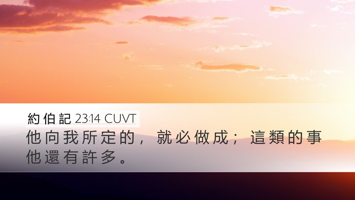 約 伯 記 23:14 CUVT Desktop Wallpaper - 他 向 我 所 定 的 ， 就 必 做 成 ； - Desktop Bible Verse Wallpaper