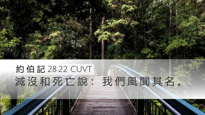 約 伯 記 28:22 CUVT Desktop Wallpaper - 滅 沒 和 死 亡 說 ： 我 們 風 聞 其 - Desktop Bible Verse Wallpaper
