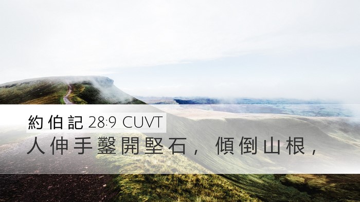 約 伯 記 28:9 CUVT Desktop Wallpaper - 人 伸 手 鑿 開 堅 石 ， 傾 倒 山 根 - Desktop Bible Verse Wallpaper