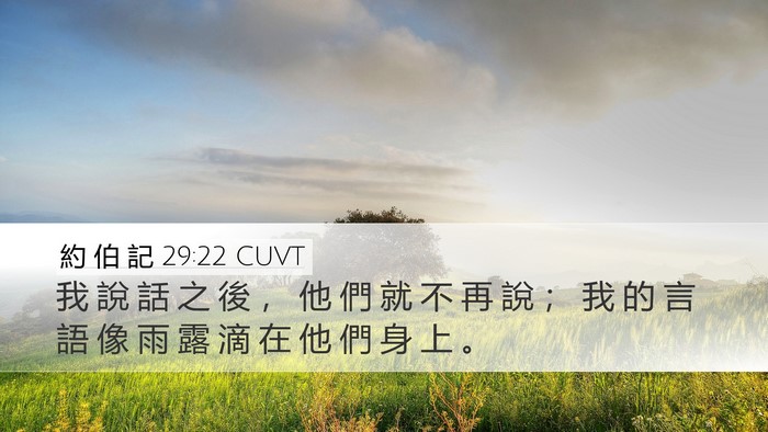 約 伯 記 29:22 CUVT Bible Verse Image