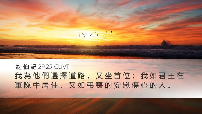 約 伯 記 29:25 CUVT Desktop Wallpaper - 我 為 他 們 選 擇 道 路 ， 又 坐 首 - Desktop Bible Verse Wallpaper