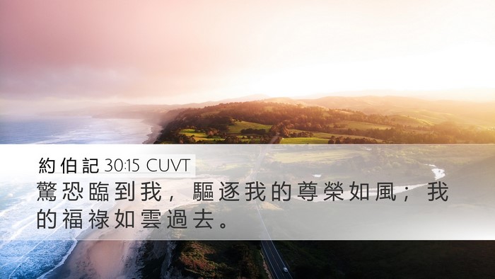 約 伯 記 30:15 CUVT Desktop Wallpaper - 驚 恐 臨 到 我 ， 驅 逐 我 的 尊 榮 - Desktop Bible Verse Wallpaper