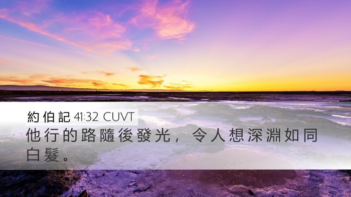 約 伯 記 41:32 CUVT Desktop Wallpaper - 他 行 的 路 隨 後 發 光 ， 令 人 想 - Desktop Bible Verse Wallpaper