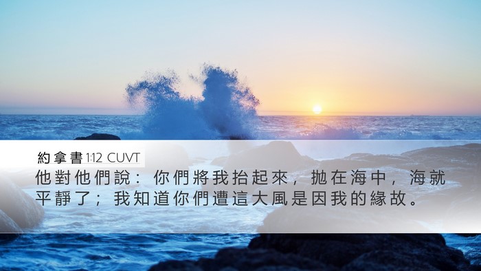 約 拿 書 1:12 CUVT Desktop Wallpaper - 他 對 他 們 說 ： 你 們 將 我 抬 起 - Desktop Bible Verse Wallpaper