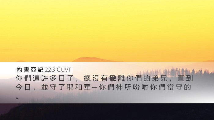 約 書 亞 記 22:3 CUVT Desktop Wallpaper - 你 們 這 許 多 日 子 ， 總 沒 有 撇 - Desktop Bible Verse Wallpaper