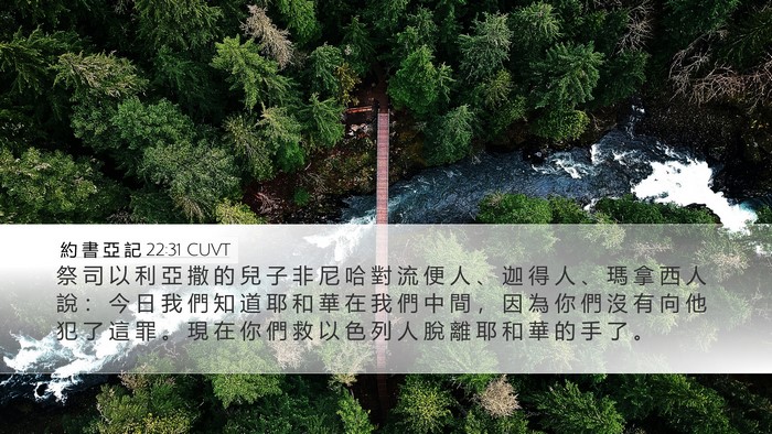 約 書 亞 記 22:31 CUVT Desktop Wallpaper - 祭 司 以 利 亞 撒 的 兒 子 非 尼 哈 - Desktop Bible Verse Wallpaper