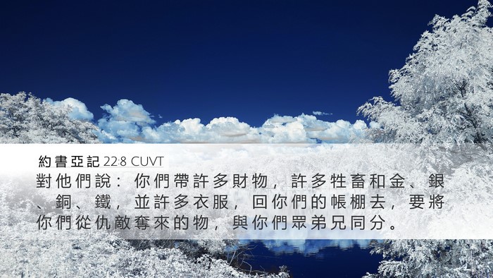 約 書 亞 記 22:8 CUVT Bible Verse Image