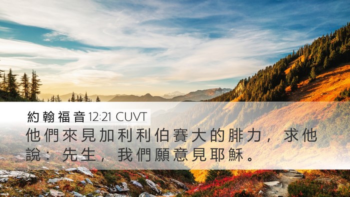 約 翰 福 音 12:21 CUVT Desktop Wallpaper - 他 們 來 見 加 利 利 伯 賽 大 的 腓 - Desktop Bible Verse Wallpaper
