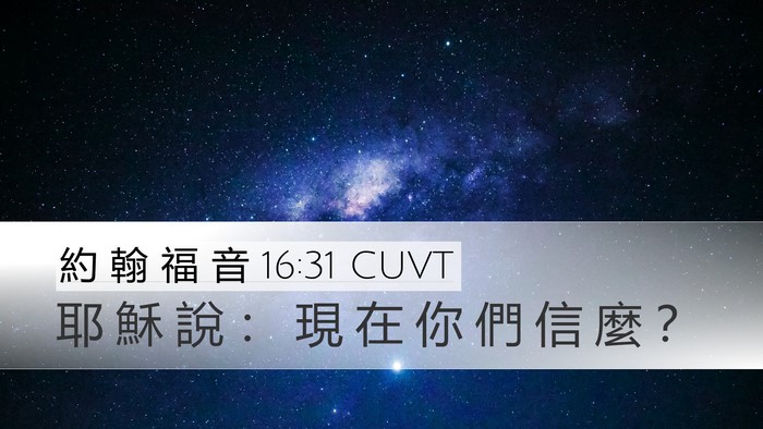 約 翰 福 音 16:31 CUVT Desktop Wallpaper - 耶 穌 說 ： 現 在 你 們 信 麼 - Desktop Bible Verse Wallpaper