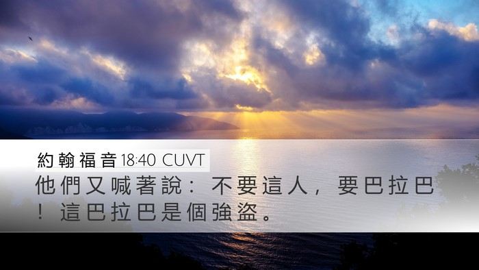 約 翰 福 音 18:40 CUVT Desktop Wallpaper - 他 們 又 喊 著 說 ： 不 要 這 人 ， - Desktop Bible Verse Wallpaper