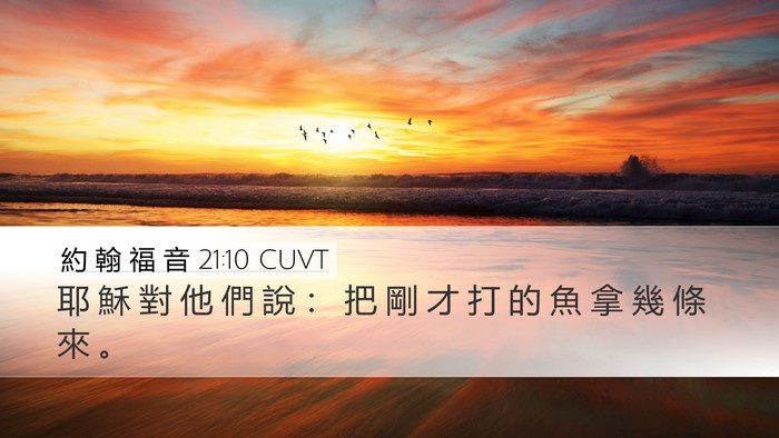 約 翰 福 音 21:10 CUVT Desktop Wallpaper - 耶 穌 對 他 們 說 ： 把 剛 才 打 的 - Desktop Bible Verse Wallpaper