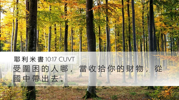 耶 利 米 書 10:17 CUVT Desktop Wallpaper - 受 圍 困 的 人 哪 ， 當 收 拾 你 的 - Desktop Bible Verse Wallpaper
