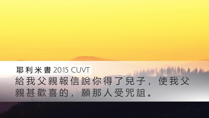 耶 利 米 書 20:15 CUVT Desktop Wallpaper - 給 我 父 親 報 信 說 你 得 了 兒 子 - Desktop Bible Verse Wallpaper