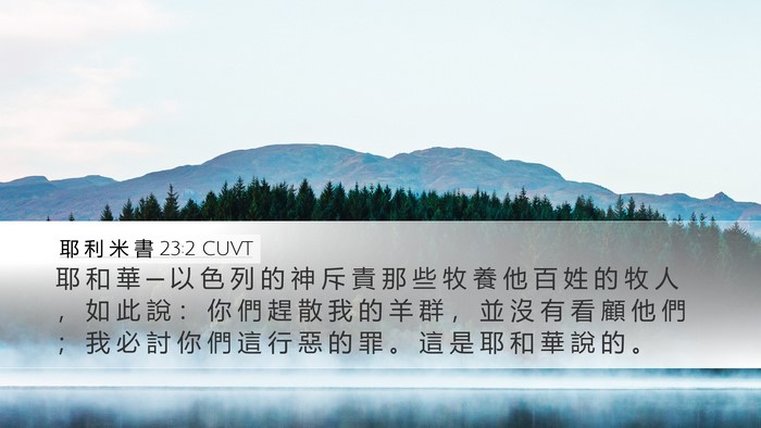 耶 利 米 書 23:2 CUVT Desktop Wallpaper - 耶 和 華 ─ 以 色 列 的 神 斥 責 那 - Desktop Bible Verse Wallpaper