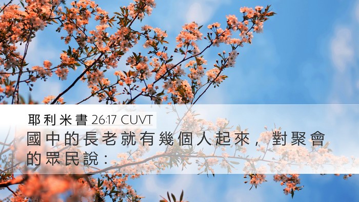 耶 利 米 書 26:17 CUVT Desktop Wallpaper - 國 中 的 長 老 就 有 幾 個 人 起 來 - Desktop Bible Verse Wallpaper