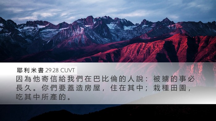 耶 利 米 書 29:28 CUVT Bible Verse Image