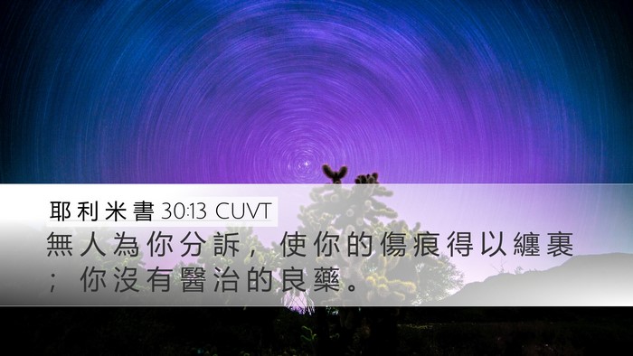 耶 利 米 書 30:13 CUVT Desktop Wallpaper - 無 人 為 你 分 訴 ， 使 你 的 傷 痕 - Desktop Bible Verse Wallpaper