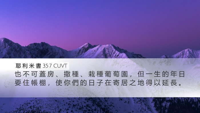 耶 利 米 書 35:7 CUVT Desktop Wallpaper - 也 不 可 蓋 房 、 撒 種 、 栽 種 葡 - Desktop Bible Verse Wallpaper