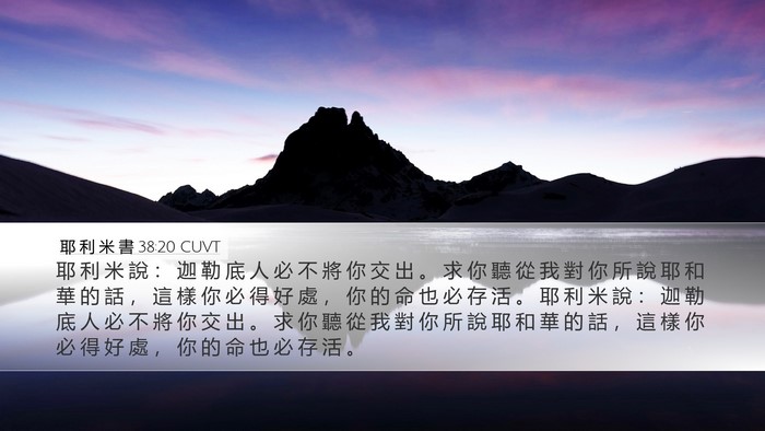 耶 利 米 書 38:20 CUVT Bible Verse Image
