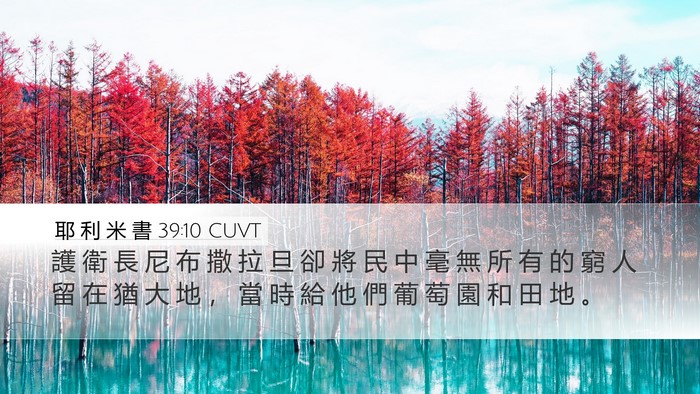 耶 利 米 書 39:10 CUVT Desktop Wallpaper - 護 衛 長 尼 布 撒 拉 旦 卻 將 民 中 - Desktop Bible Verse Wallpaper
