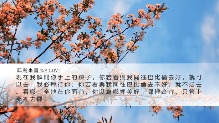 耶 利 米 書 40:4 CUVT Bible Verse Image