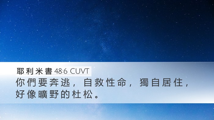 耶 利 米 書 48:6 CUVT Desktop Wallpaper - 你 們 要 奔 逃 ， 自 救 性 命 ， 獨 - Desktop Bible Verse Wallpaper