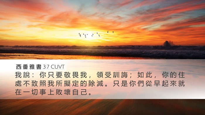 西 番 雅 書 3:7 CUVT Bible Verse Image