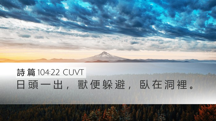 詩 篇 104:22 CUVT Desktop Wallpaper - 日 頭 一 出 ， 獸 便 躲 避 ， 臥 在 - Desktop Bible Verse Wallpaper