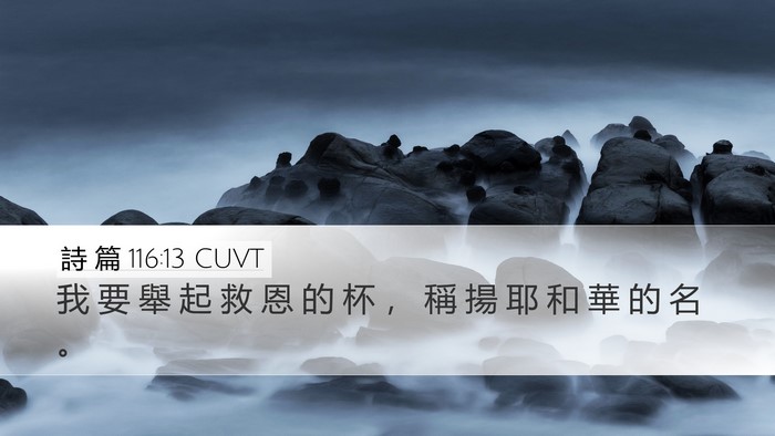 詩 篇 116:13 CUVT Desktop Wallpaper - 我 要 舉 起 救 恩 的 杯 ， 稱 揚 耶 - Desktop Bible Verse Wallpaper