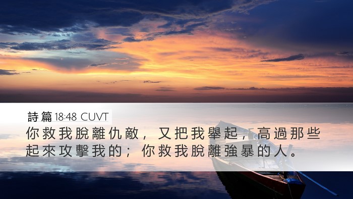 詩 篇 18:48 CUVT Desktop Wallpaper - 你 救 我 脫 離 仇 敵 ， 又 把 我 舉 - Desktop Bible Verse Wallpaper