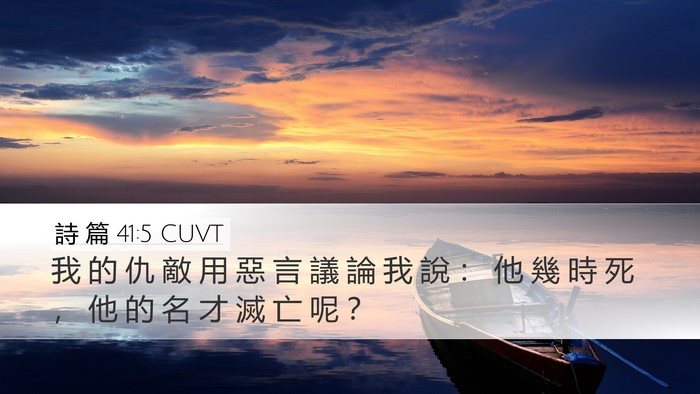 詩 篇 41:5 CUVT Desktop Wallpaper - 我 的 仇 敵 用 惡 言 議 論 我 說 ： - Desktop Bible Verse Wallpaper