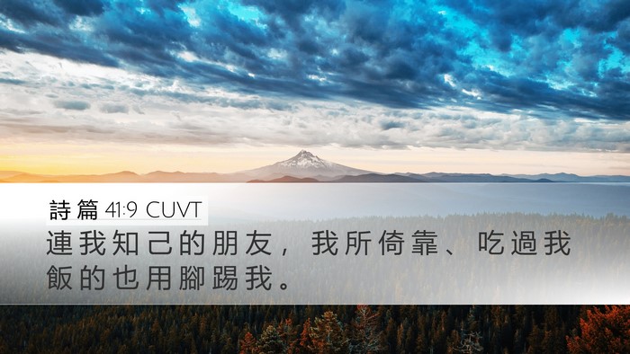 詩 篇 41:9 CUVT Desktop Wallpaper - 連 我 知 己 的 朋 友 ， 我 所 倚 靠 - Desktop Bible Verse Wallpaper