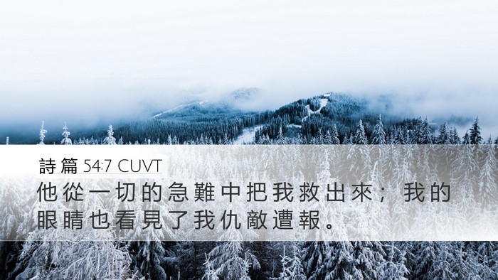 詩 篇 54:7 CUVT Desktop Wallpaper - 他 從 一 切 的 急 難 中 把 我 救 出 - Desktop Bible Verse Wallpaper