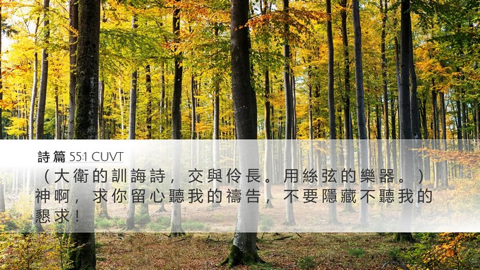 詩 篇 55:1 CUVT Bible Verse Image