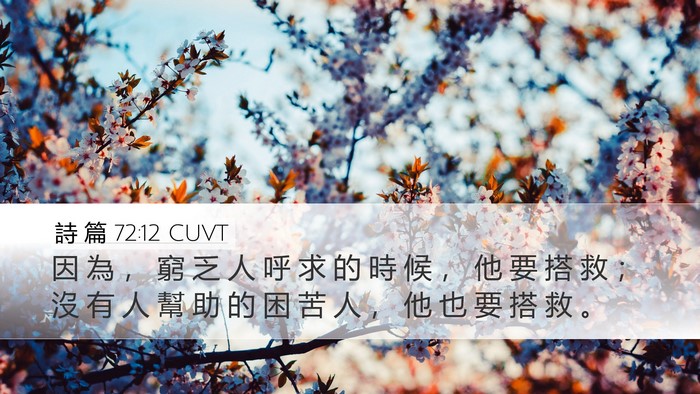 詩 篇 72:12 CUVT Desktop Wallpaper - 因 為 ， 窮 乏 人 呼 求 的 時 候 ， - Desktop Bible Verse Wallpaper