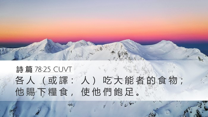 詩 篇 78:25 CUVT Desktop Wallpaper - 各 人 （ 或 譯 ： 人 ） 吃 大 能 者 - Desktop Bible Verse Wallpaper
