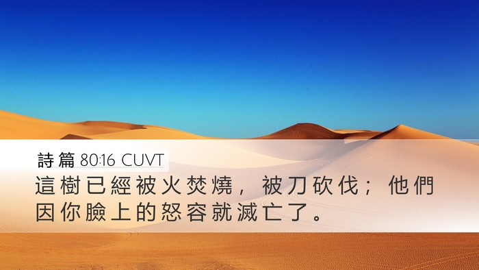 詩 篇 80:16 CUVT Desktop Wallpaper - 這 樹 已 經 被 火 焚 燒 ， 被 刀 砍 - Desktop Bible Verse Wallpaper