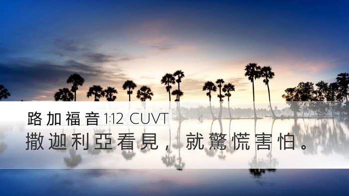 路 加 福 音 1:12 CUVT Desktop Wallpaper - 撒 迦 利 亞 看 見 ， 就 驚 慌 害 怕 - Desktop Bible Verse Wallpaper