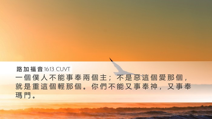 路 加 福 音 16:13 CUVT Bible Verse Image