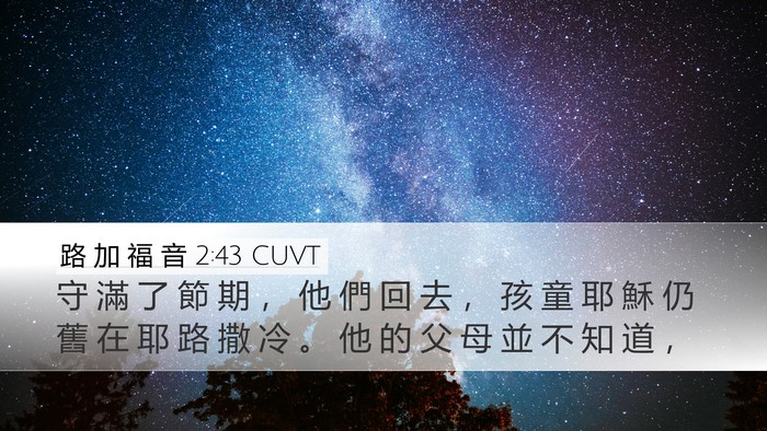 路 加 福 音 2:43 CUVT Desktop Wallpaper - 守 滿 了 節 期 ， 他 們 回 去 ， 孩 - Desktop Bible Verse Wallpaper