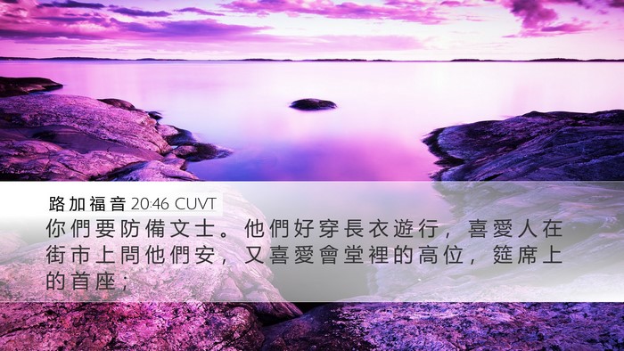 路 加 福 音 20:46 CUVT Desktop Wallpaper - 你 們 要 防 備 文 士 。 他 們 好 穿 - Desktop Bible Verse Wallpaper