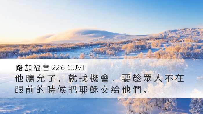 路 加 福 音 22:6 CUVT Bible Verse Image